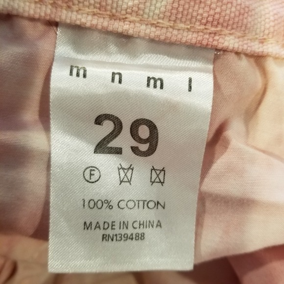 MNML Men's White  Pink  Tie Dye Jeans Size 29 Snap Zip Sides Pockets - Picture 9 of 9